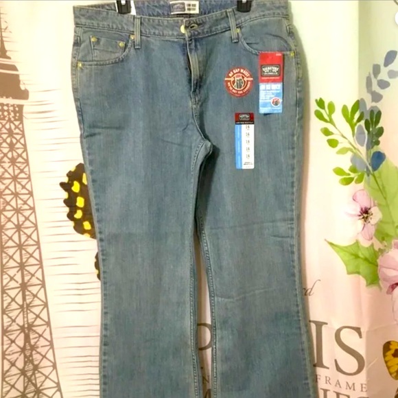 SIGNATURE BY LEVI STRAUSS & CO PANTS BLUE JEAN LOW RISE BOOTCUT 16 LONG NWT - Picture 1 of 8